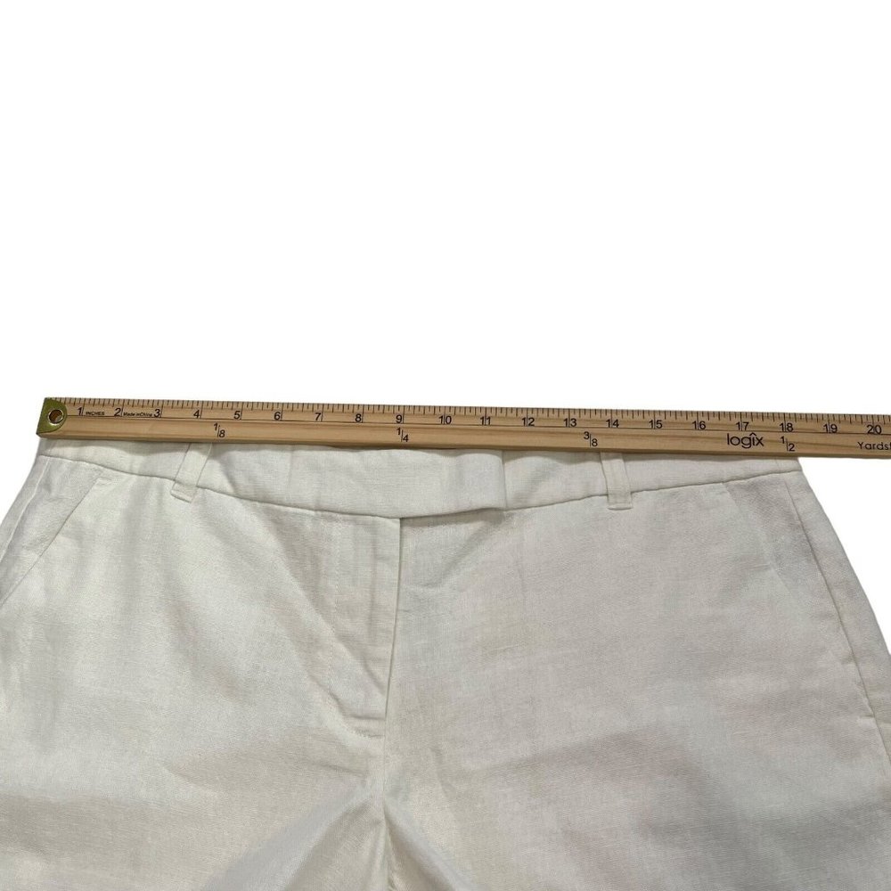 J.Crew Factory NWT Women's White Linen Blend Scalloped Hem 4" Shorts Size 12 - Picture 10 of 13